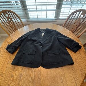 NWT TALBOTS Black Textured Blazer 22WP All Season 3/4 Wide Sleeves Measurements